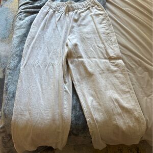 Abercrombie & Fitch Beige Linen Pants